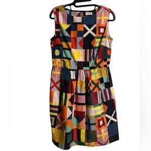 Gorman Geometric Colorful Artsy Sleeveless High Neck Mini Dress